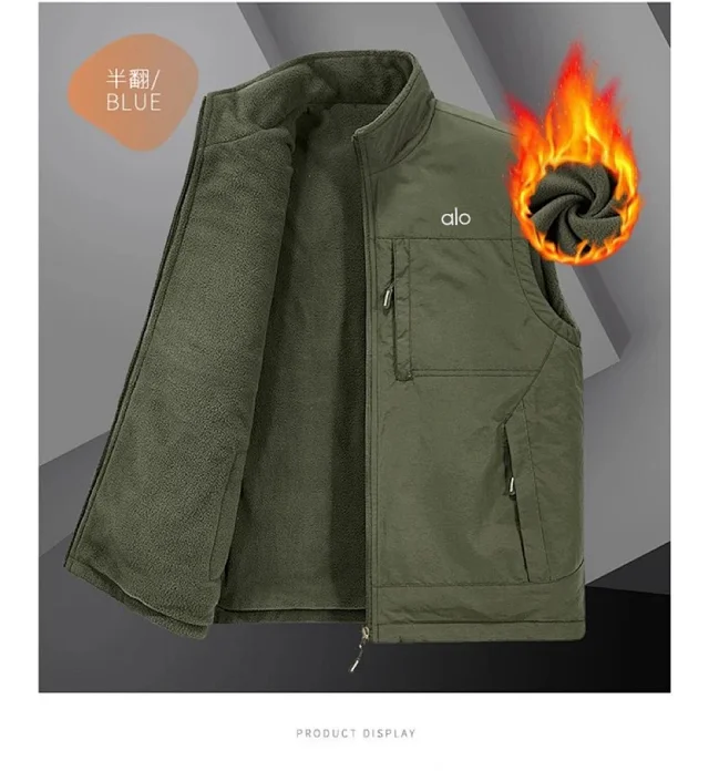 Alo Vests Reversible fleece-lined zip vest with stand collar and multiple pockets product detail image 12