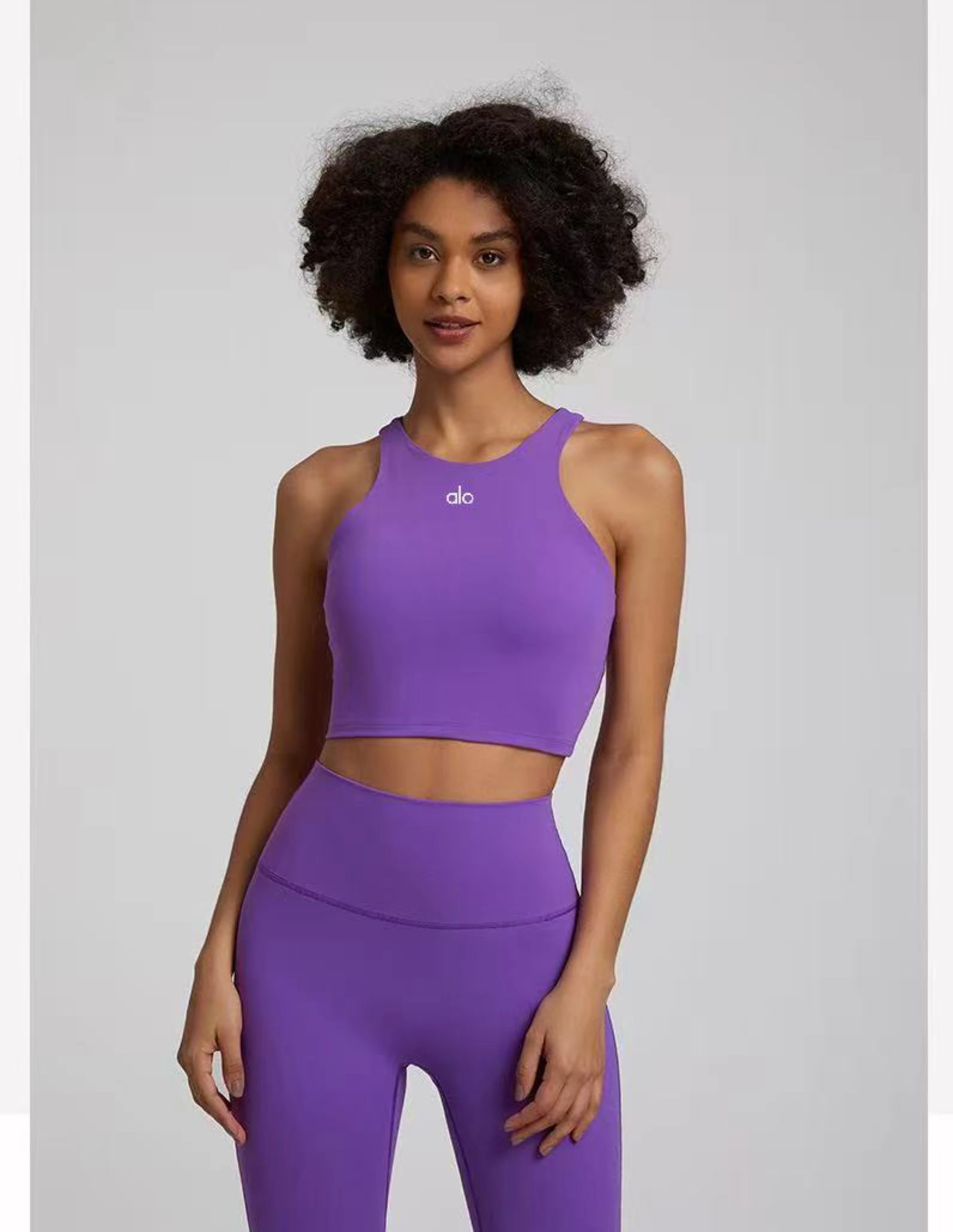 Alo Yoga Halter Crop Top Navy Vest Top - 21