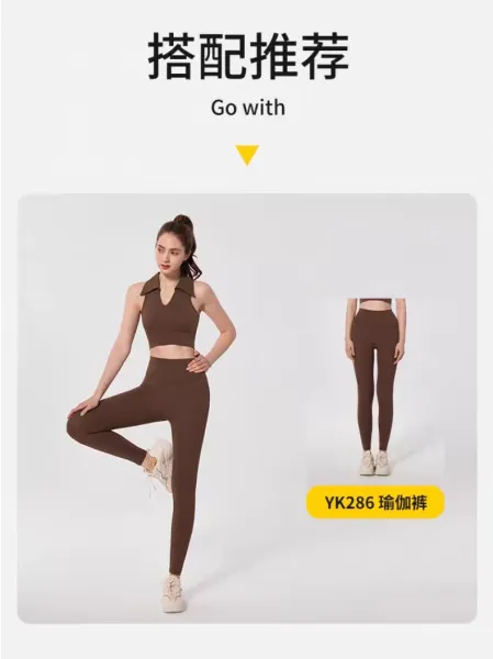 Alo Collar Crop Top Chestnut Brown Activewear - 18