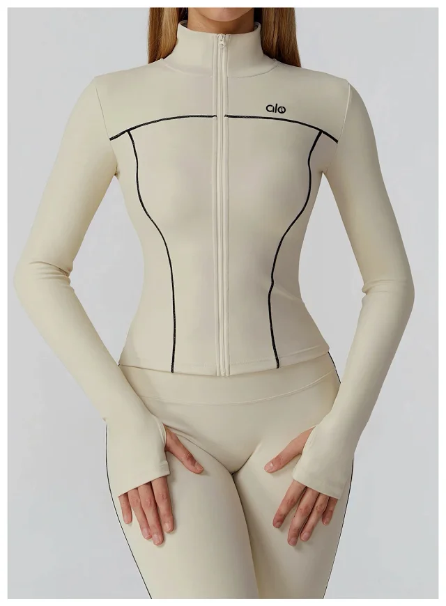 Alo Jackets Full-Zip Contrast-Piping Jacket with Thumbholes product detail image 24