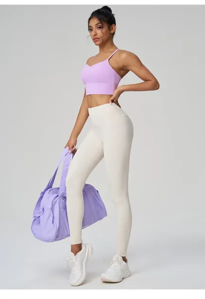 Alo Yoga V-Neck Sports Bra in Blush Pink Activewear - 18