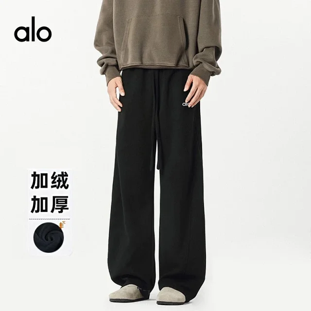 Alo Yoga Trousers Fleece-lined wide-leg drawstring product detail image 3