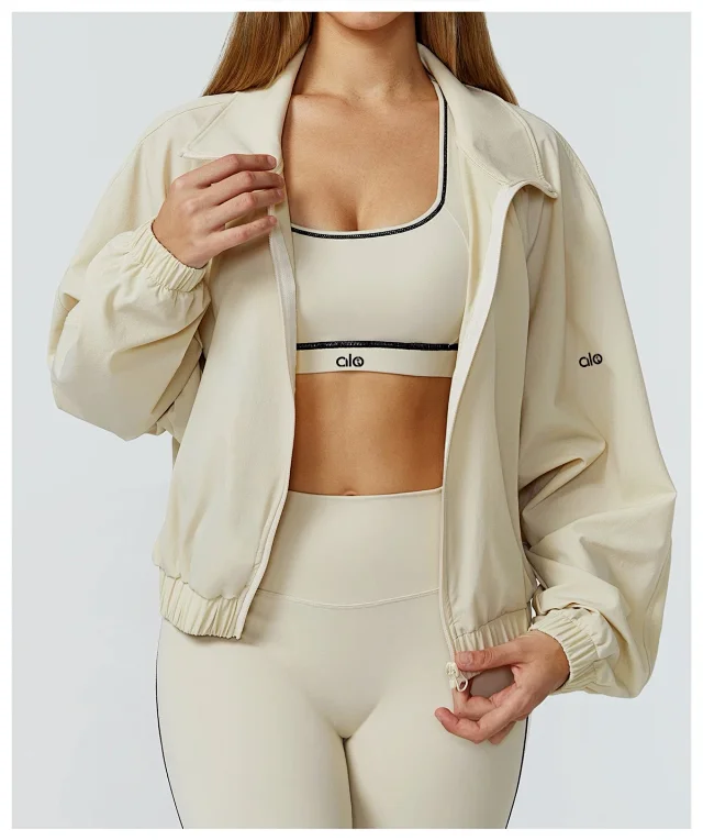 Alo Yoga Jackets Cropped Zip-Up Jacket with Stand Collar product detail image 21
