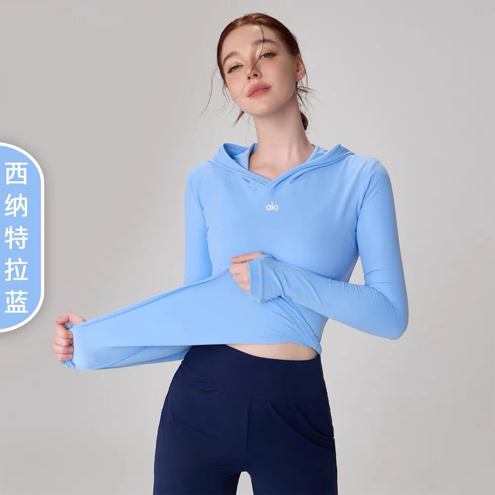Alo Hoodies & Sweatshirts Fitted Long-Sleeve Hooded Athletic Top with Thumbholes image 8