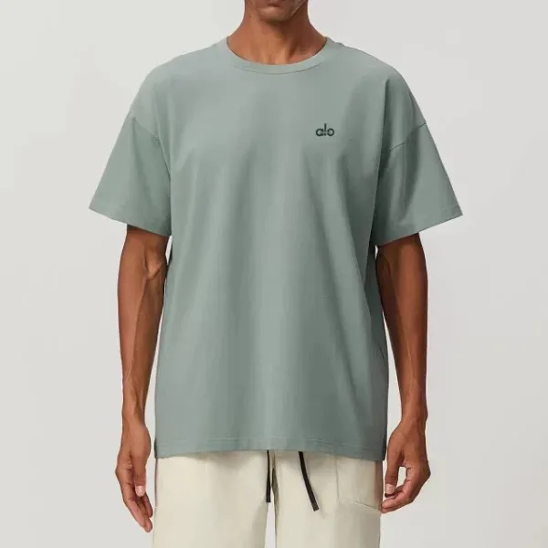 Alo Yoga Essential Relaxed Fit Charcoal T-Shirt - 9