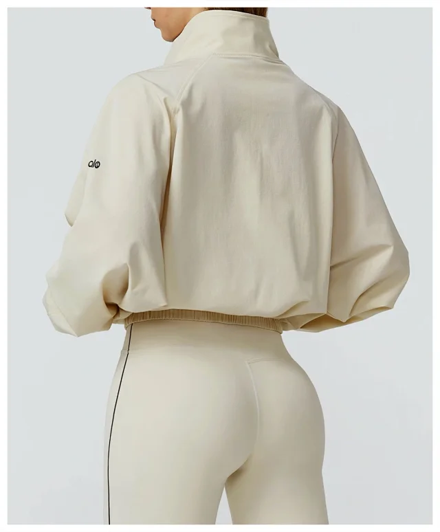 Alo Yoga Jackets Cropped Zip-Up Jacket with Stand Collar product detail image 24