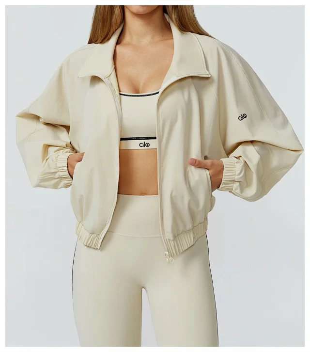 Alo Yoga Jackets Cropped Zip-Up Jacket with Stand Collar product detail image 22
