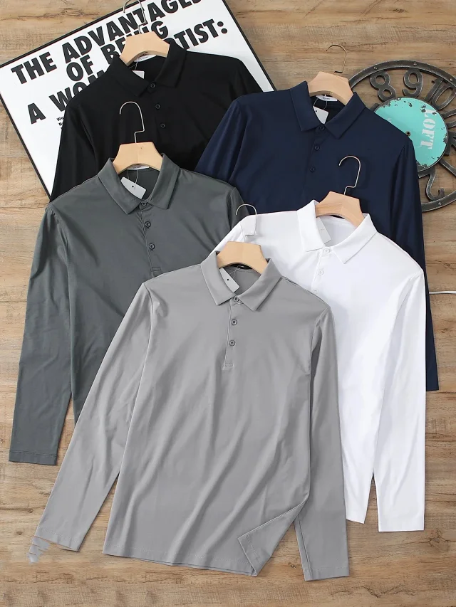 Unbranded T-Shirts Long-Sleeve Collared Polo Shirt product detail image 2
