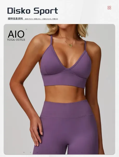 Design AIO Yoga Outls V-Neck Sports Bra Navy Blue Activewear - 12