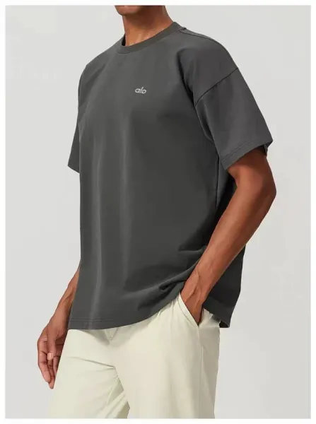 Alo Yoga Essential Relaxed Fit Charcoal T-Shirt - 20