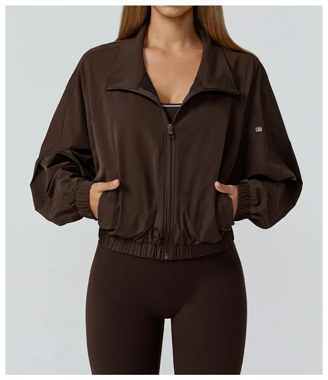 Alo Yoga Jackets Cropped Zip-Up Jacket with Stand Collar product detail image 33