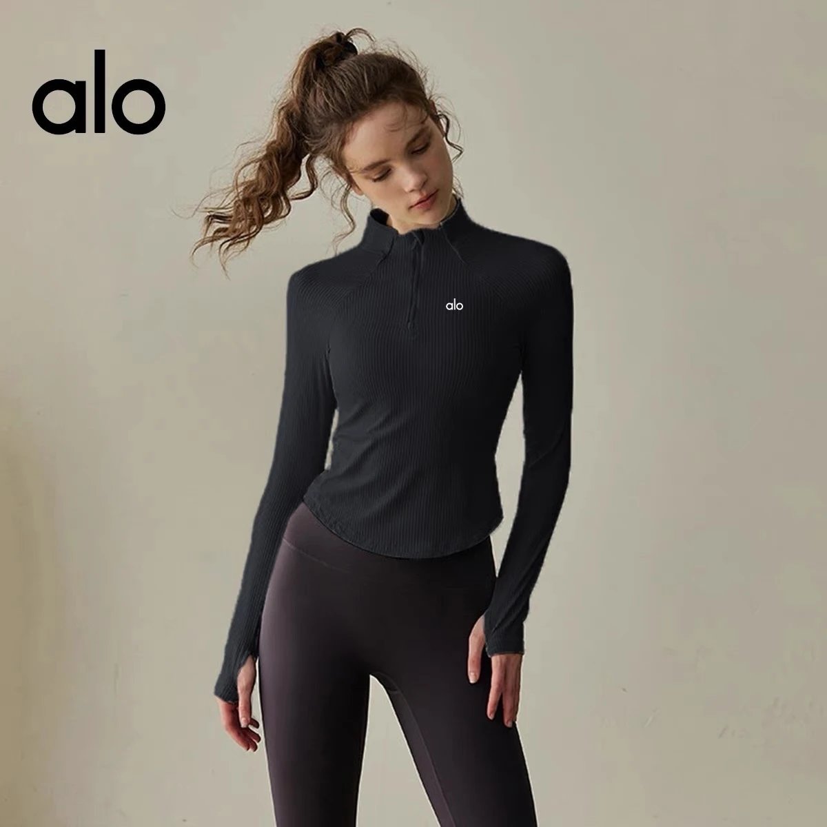 Yoga High Neck Running Fitness Long Sleeve Top photo 7