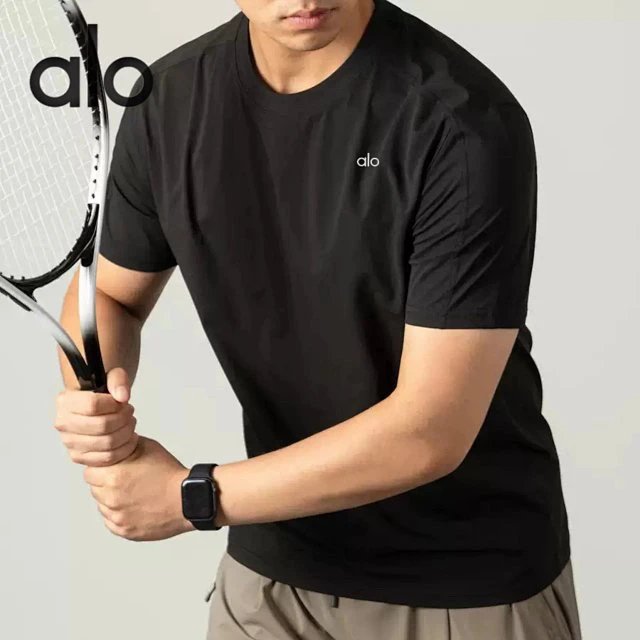 Alo Yoga T-Shirts Logo Crewneck Short-Sleeve T-Shirt — Black