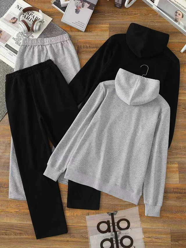 Alo Yoga Tracksuits Zip-up hooded sweatshirt and straight-leg sweatpants set product detail image 15