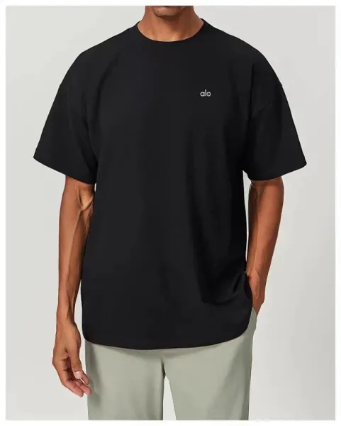 Alo Yoga Essential Relaxed Fit Charcoal T-Shirt - 15