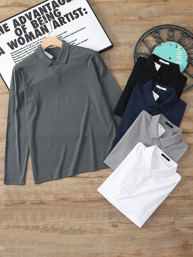 Unbranded T-Shirts Long-Sleeve Collared Polo Shirt product detail image 5