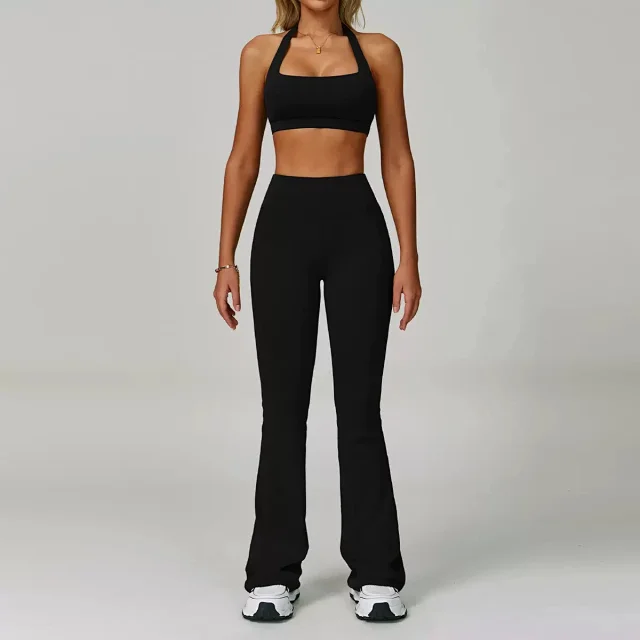 Alo Yoga Matching Sets Halter sports bra and high-waisted bottoms set product detail image 16