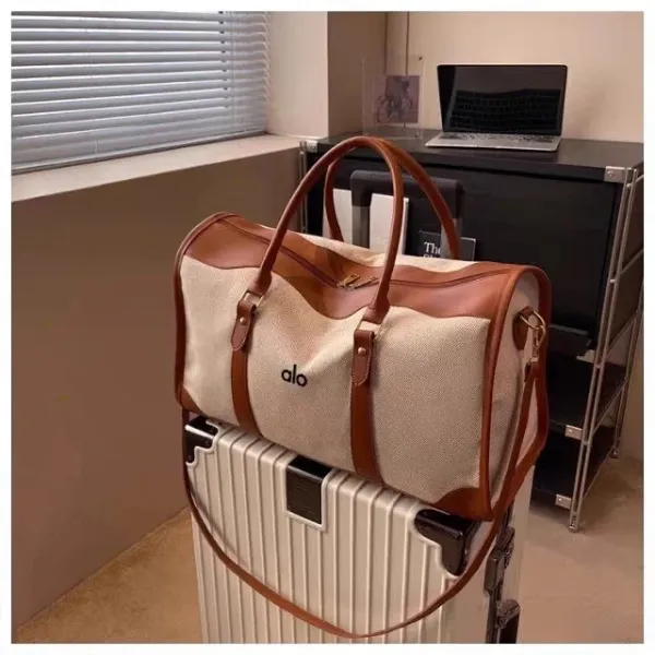 Alo Yoga Duffle Bag Black and Beige Travel Bag - 7