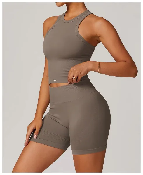 Alo Halter Crop Top Cream Activewear - 19