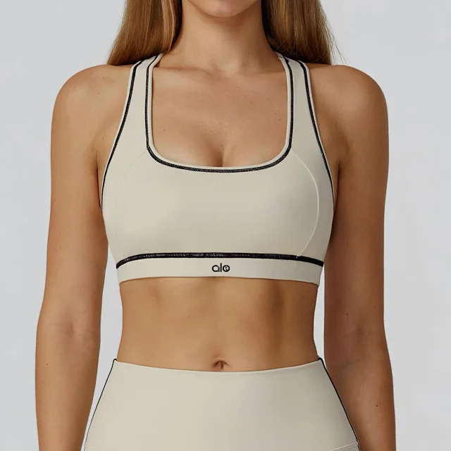 alo Underwear Racerback Contrast-Trim Sports Bra product detail image 7