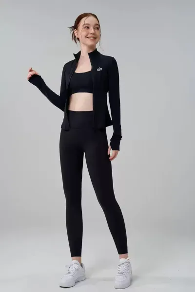 Alo Yoga Long Sleeve Zip-Up Top White Activewear - 18