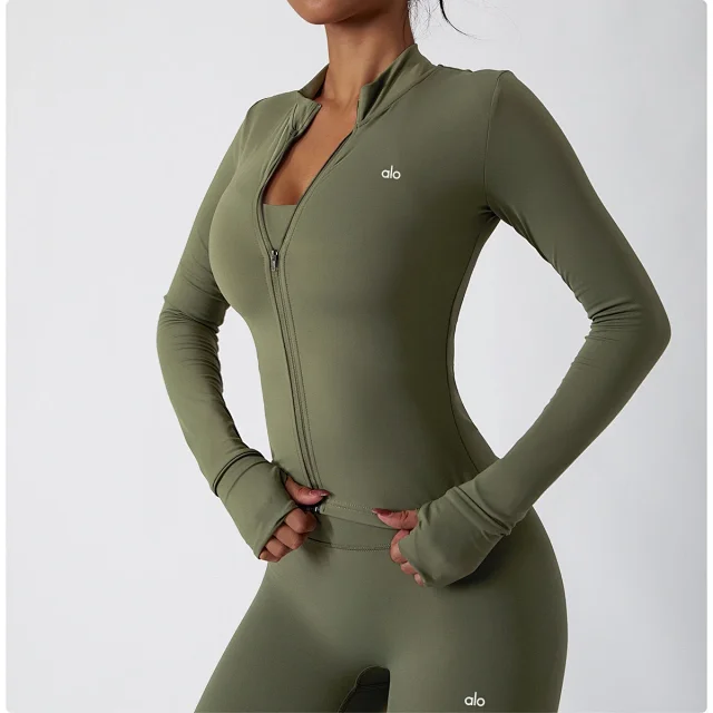 Alo Yoga Jackets Women's fitted full-zip mock-neck jacket with thumbholes product detail image 31