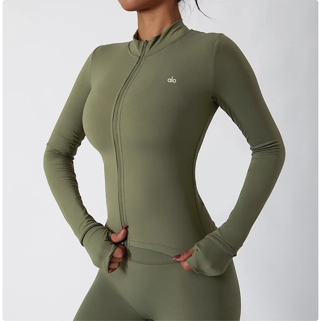 Alo Yoga Jackets Women's fitted full-zip mock-neck jacket with thumbholes product detail image 32