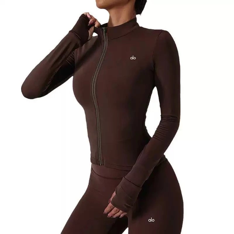 Alo Yoga Jackets Women's fitted full-zip mock-neck jacket with thumbholes image 5