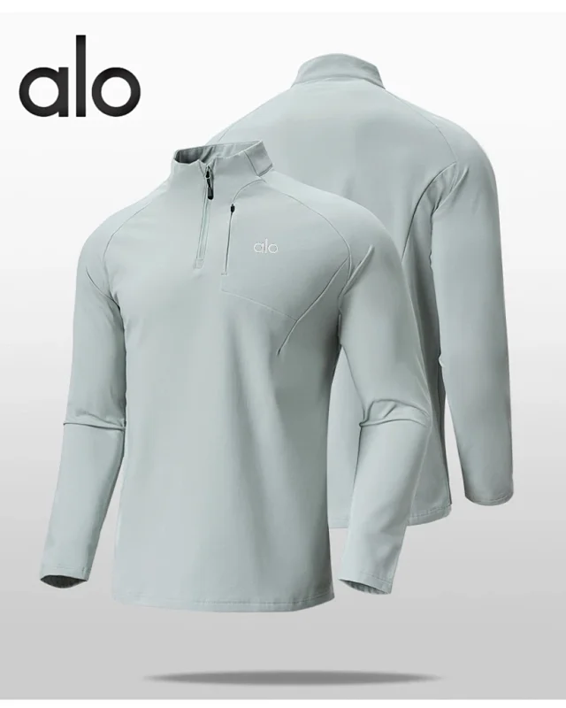 Alo Yoga Hoodies & Sweatshirts Men's quarter-zip mock-neck pullover with chest zip pocket product detail image 1