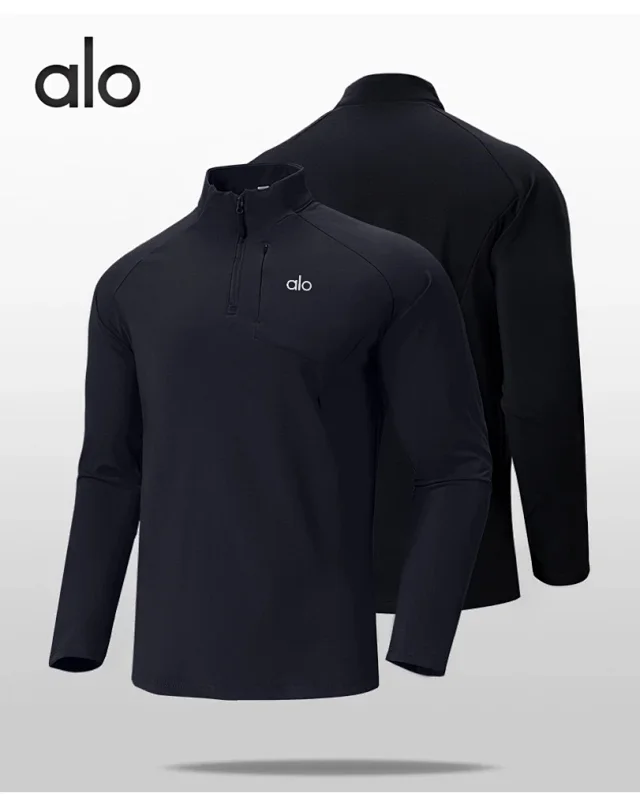 Alo Yoga Hoodies & Sweatshirts Men's quarter-zip mock-neck pullover with chest zip pocket product detail image 2