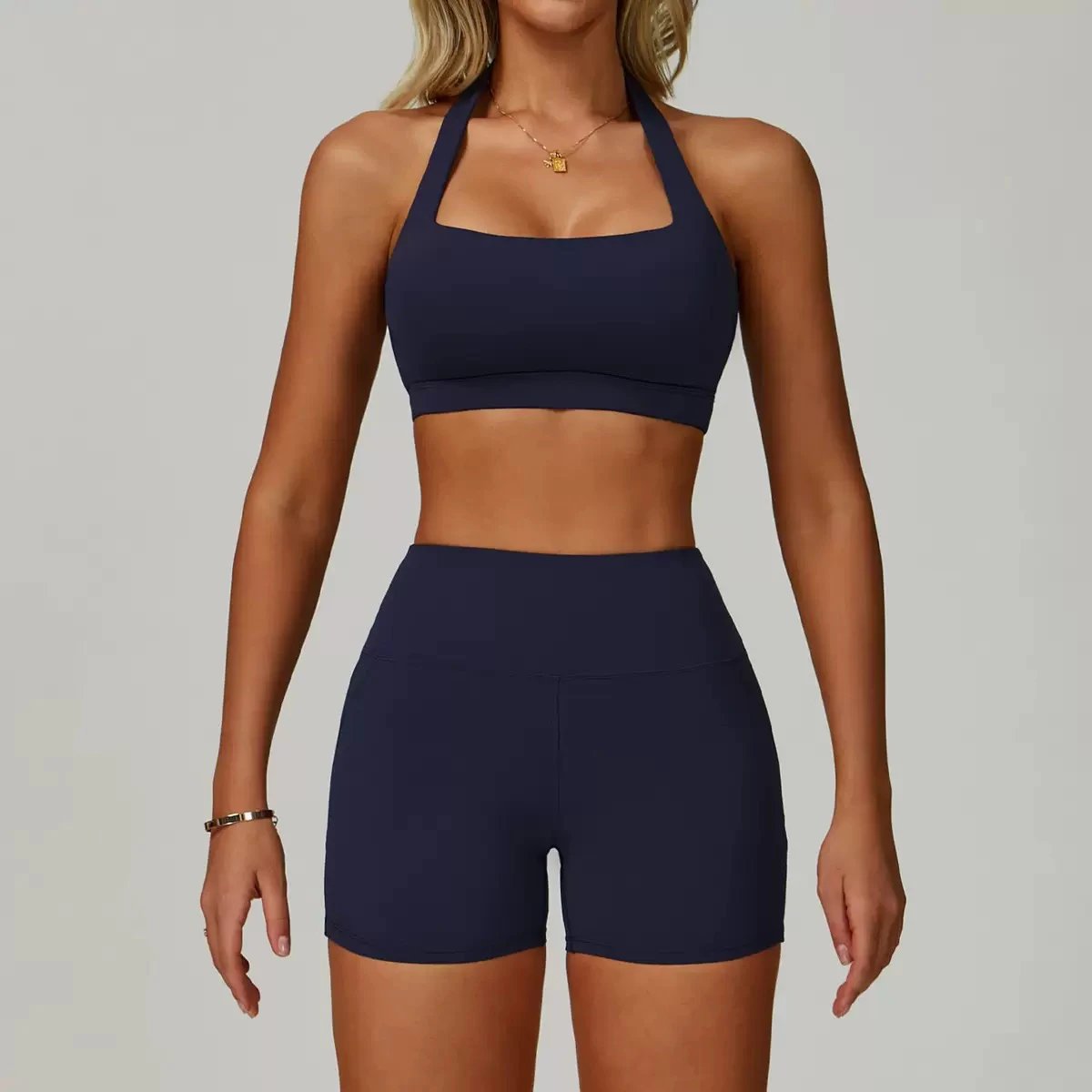 Alo Yoga High-Waisted Flare Leggings Navy Activewear Set - 8