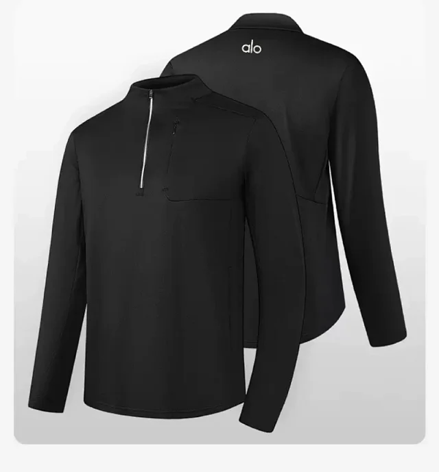 Alo Hoodies & Sweatshirts Men's quarter-zip stand-collar pullover with zip chest pocket product detail image 5