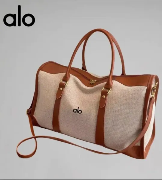 Alo Yoga Duffle Bag Black and Beige Travel Bag - 4