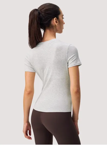 Alo Henley Ribbed Short Sleeve Top Off-White - 14