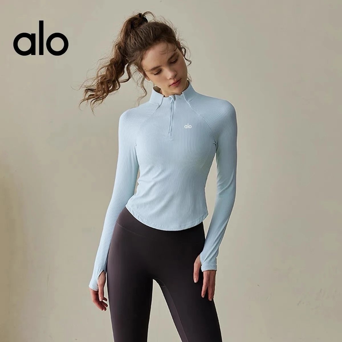Yoga High Neck Running Fitness Long Sleeve Top photo 4