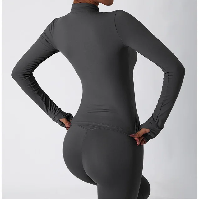 Alo Yoga Jackets Women's fitted full-zip mock-neck jacket with thumbholes product detail image 24