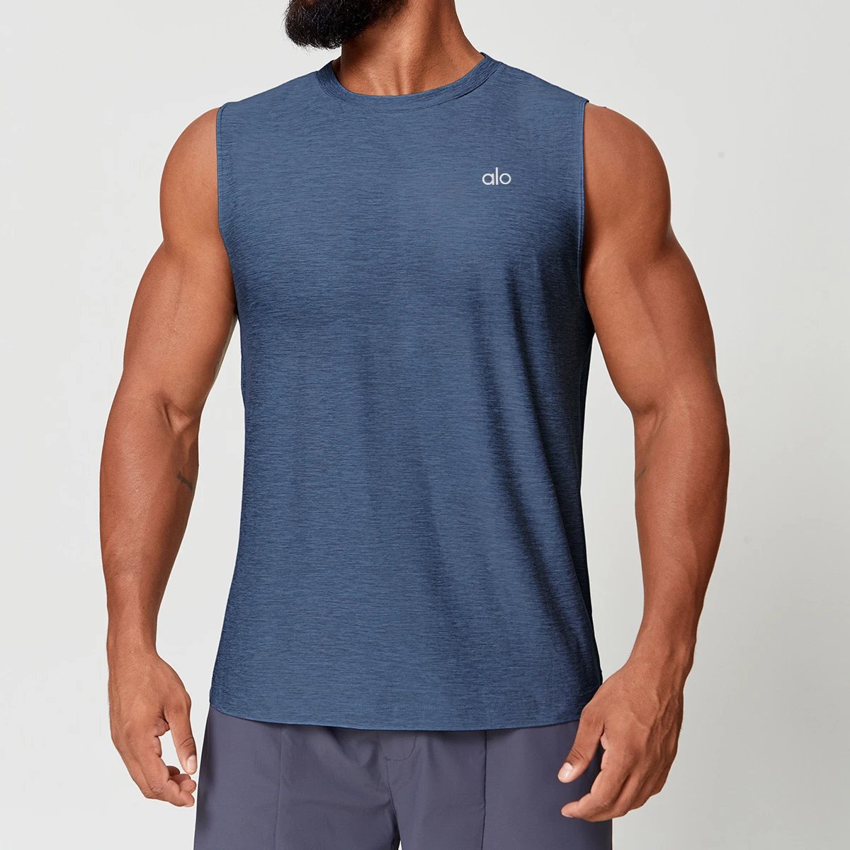 Alo Vests Sleeveless crew-neck performance vest — Magic Blue Pattern