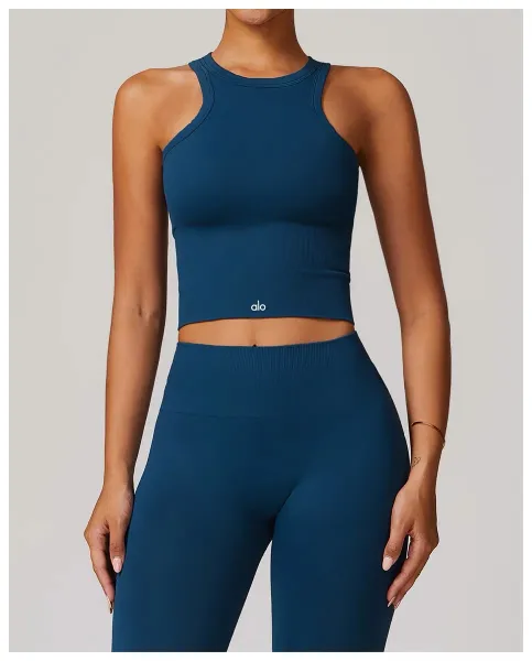 Alo Halter Crop Top Cream Activewear - 24