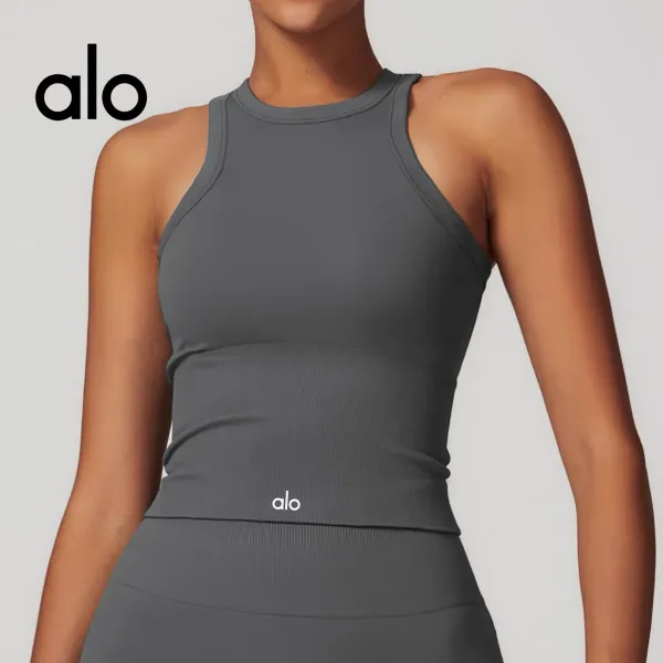 Alo Halter Crop Top Cream Activewear - 3