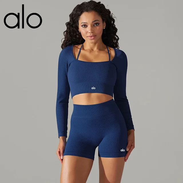 Alo Shorts Ribbed High-Waist Biker product detail image 3