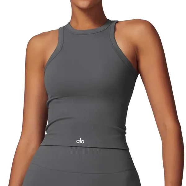 Alo Halter Crop Top Cream Activewear - 6