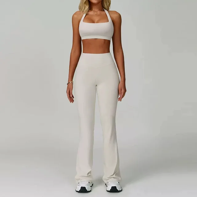 Alo Yoga Matching Sets Halter sports bra and high-waisted bottoms set product detail image 15