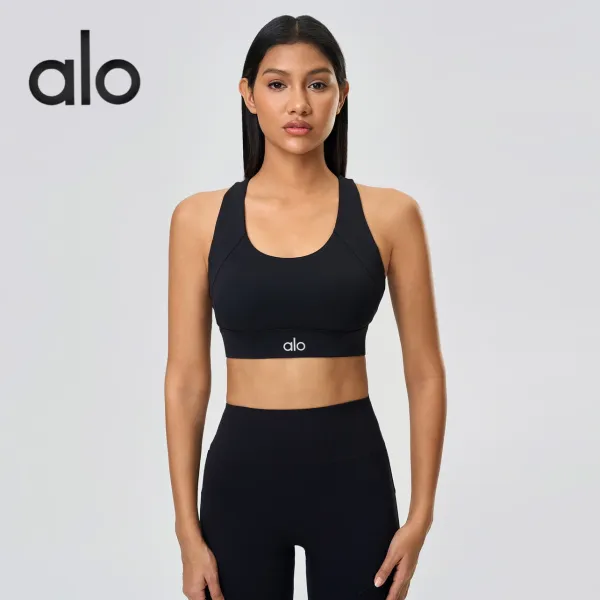 Alo Yoga Light Pink High-Impact Sports Bra with Wide Band Activewear - 6