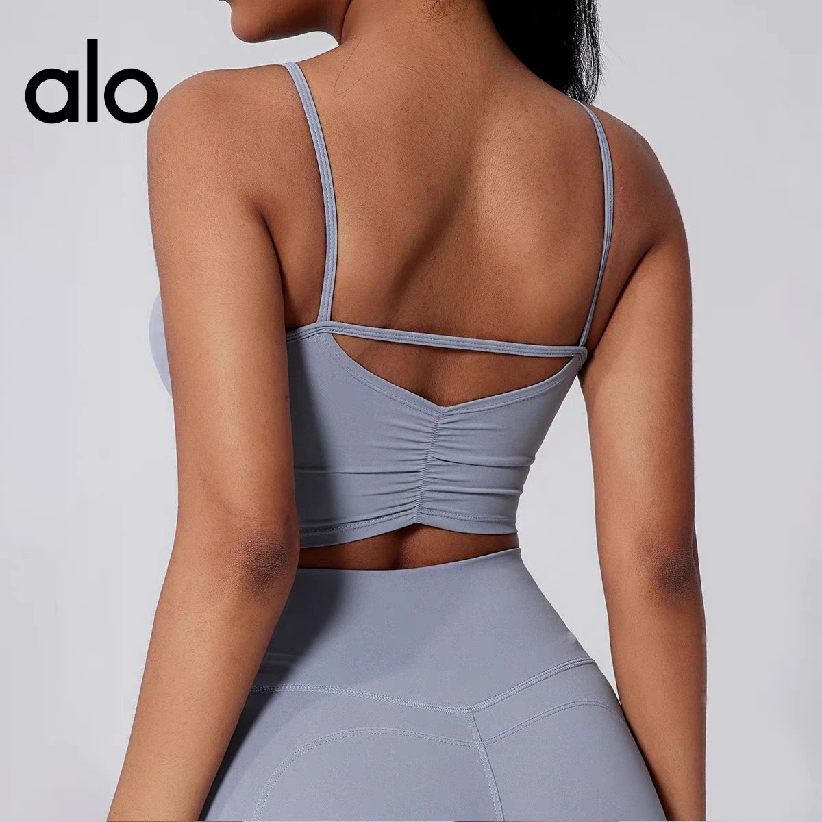 alo Ruched Back Sports Bra & L