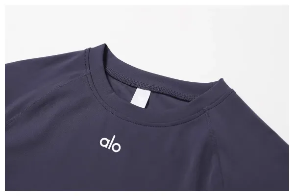 Alo Yoga Sculpt Short Sleeve Crop Top Light Blue Activewear - 55
