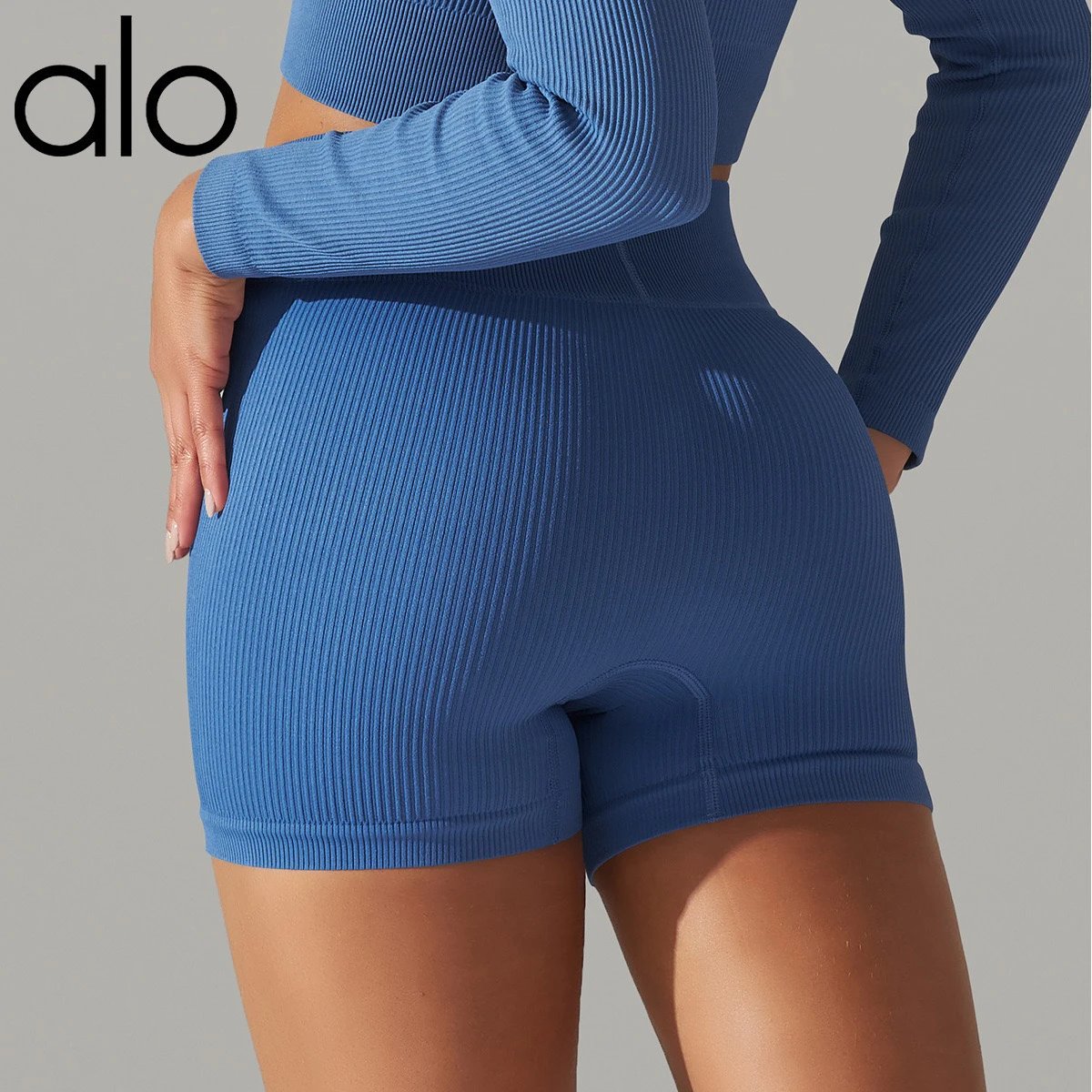 Alo Shorts Ribbed High-Waist Biker image 8