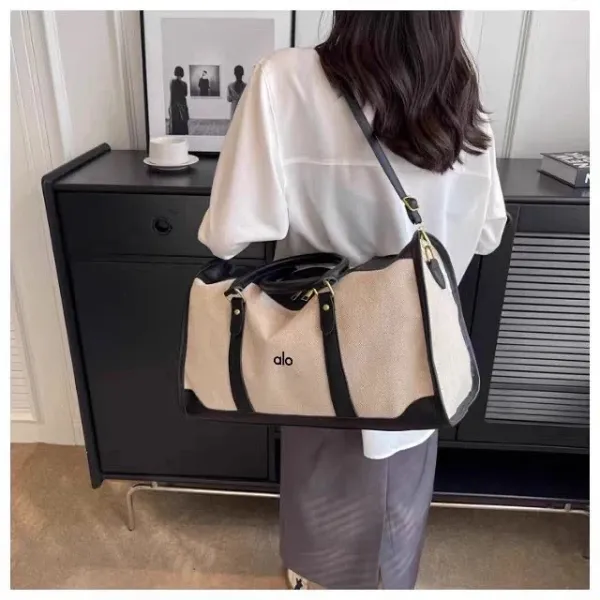 Alo Yoga Duffle Bag Black and Beige Travel Bag - 21