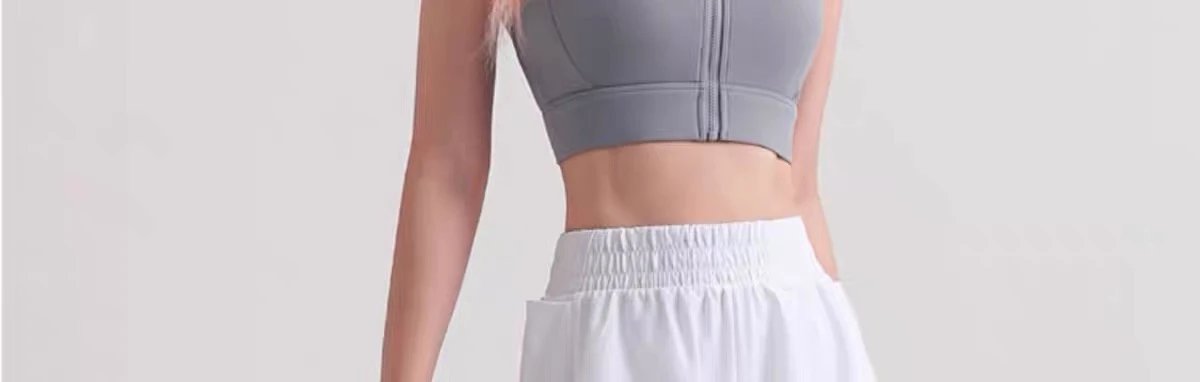 Design Zip-Front Sports Bra in Sky Blue Activewear - 34