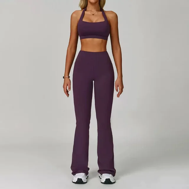 Alo Yoga Matching Sets Halter sports bra and high-waisted bottoms set product detail image 19