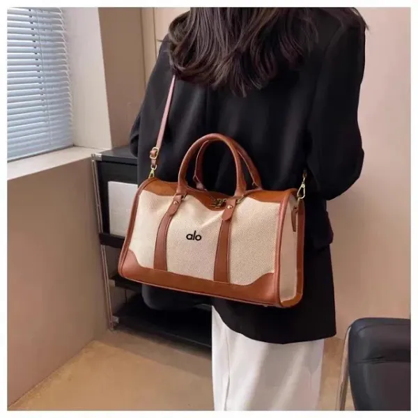 Alo Yoga Duffle Bag Black and Beige Travel Bag - 16